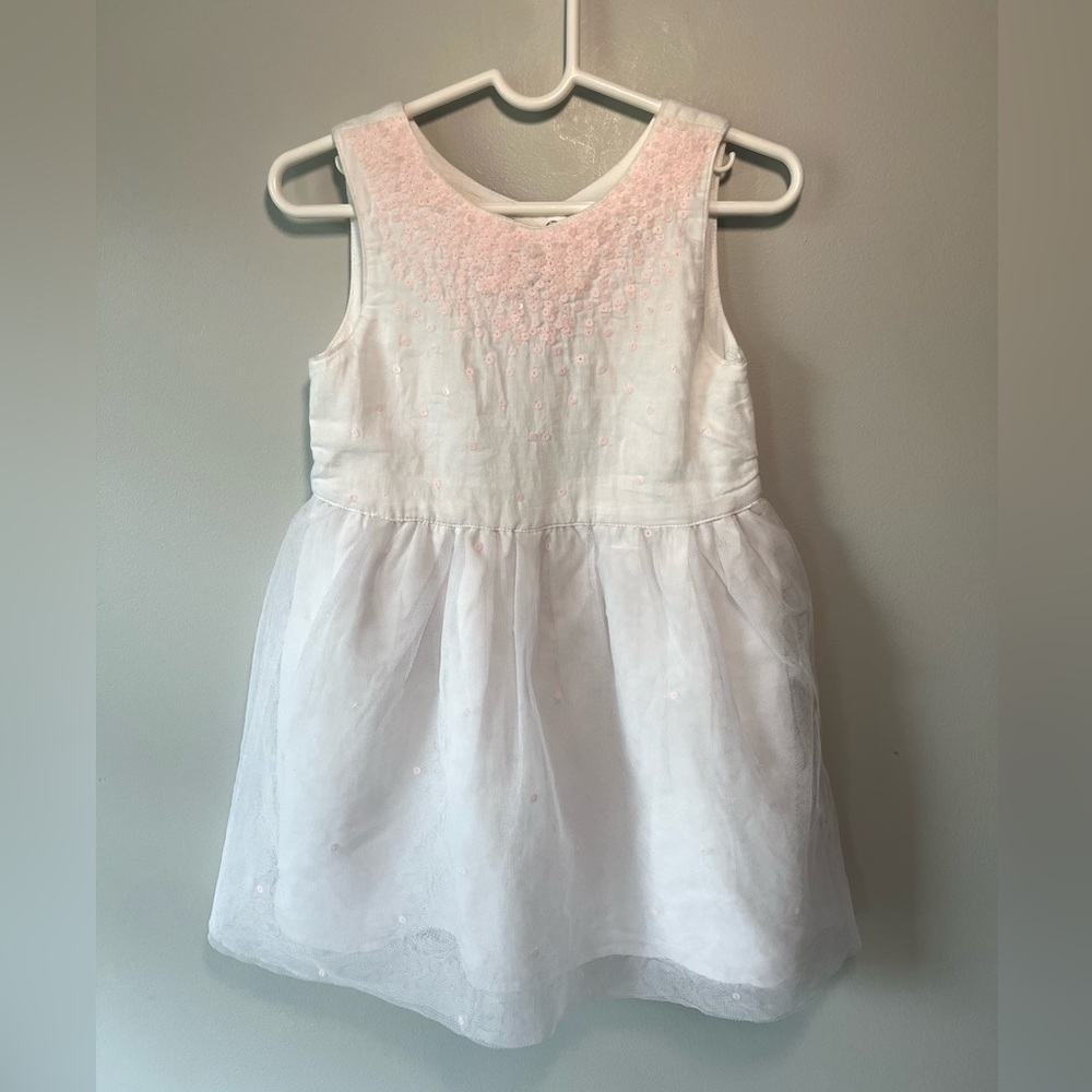 Du Pareil au Meme Girls 4T White and Pink sequins Dress